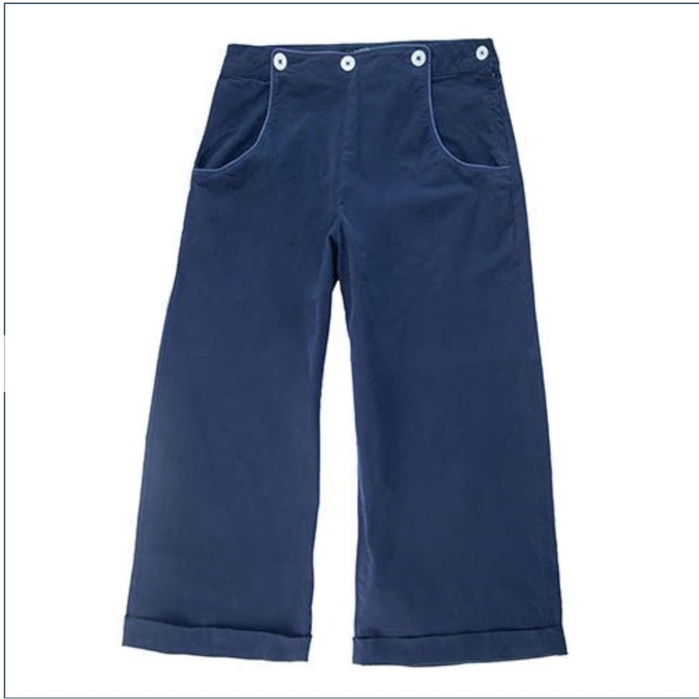 J Peterman Sailor Culottes Crop Pants sz 0 in Navy NWOT